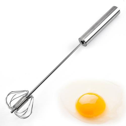 Stainless Steel Self-Rotating Egg Beater, Manual Hand Mixer, Kitchen Egg Tools