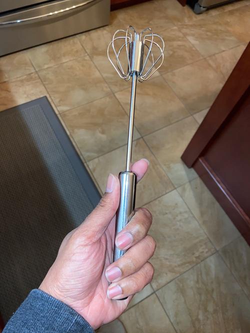 Stainless Steel Self-Rotating Egg Beater, Manual Hand Mixer, Kitchen Egg Tools photo review