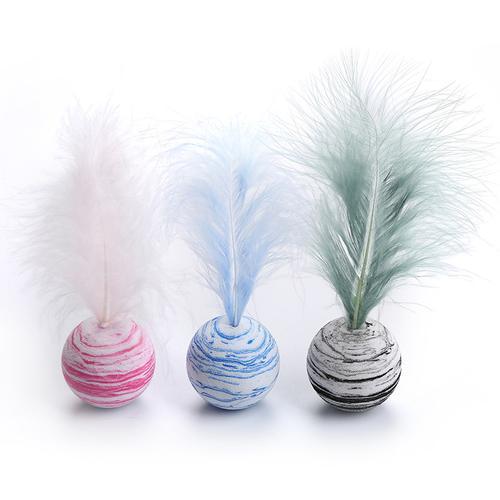 Star Ball Feather Toy for Cats - Funny Throwing Foam Ball with Texture