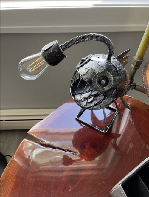 Steampunk Angler Fish Lamp, Anglerfish Lamp Floor-standing Retro Art Table Lamp photo review