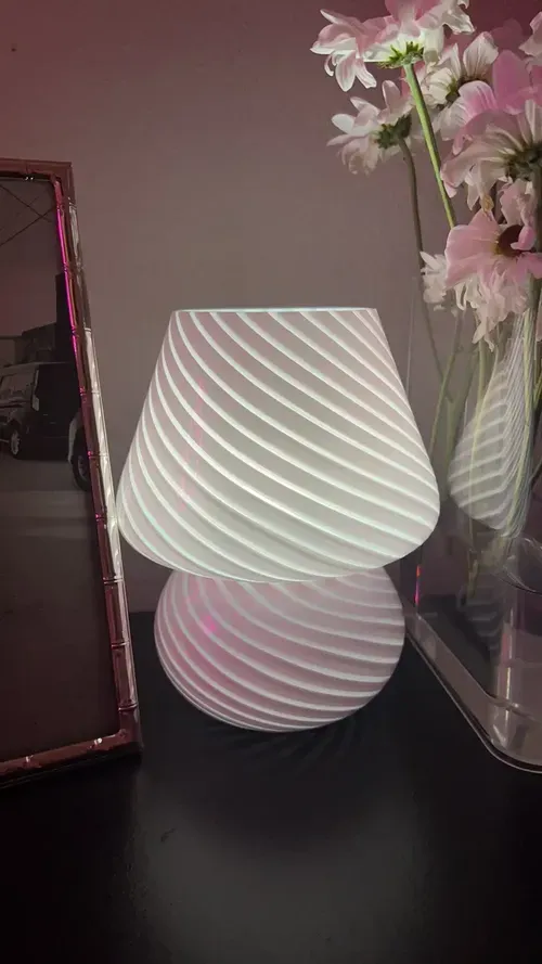 Style Striped Mushroom Glass Led Desk Lamp for Bedroom Bedside photo review