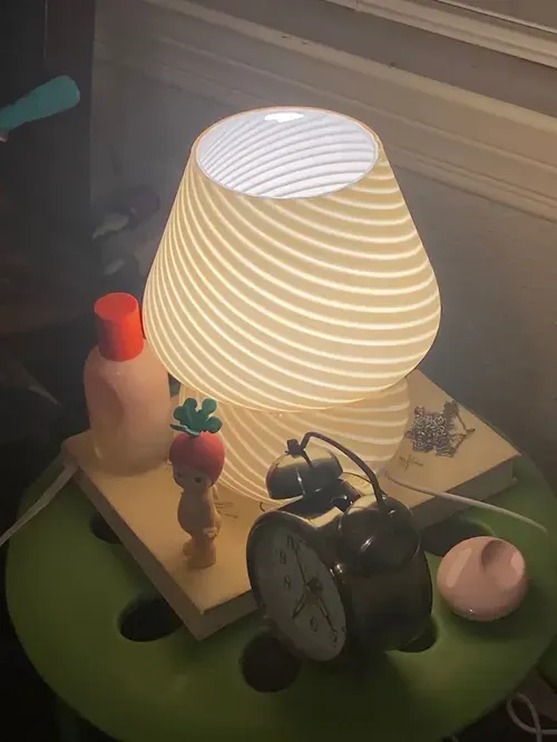 Style Striped Mushroom Glass Led Desk Lamp for Bedroom Bedside photo review