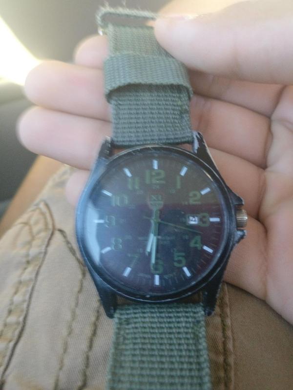 Tactical Army Military Style Watch, Canvas Strap Calendar Movement Quartz Watch photo review