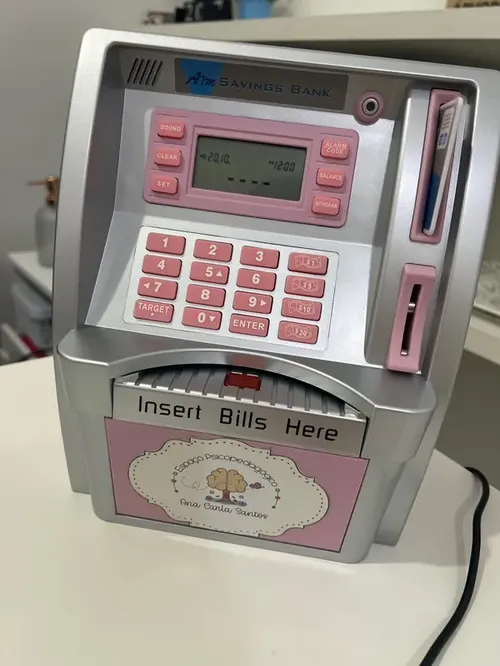 Upgraded Talking ATM Piggy Bank for Kids Adults, Toy Money Bank for Real Money with Voice Prompt, Electronic Money Safe Coin Box photo review