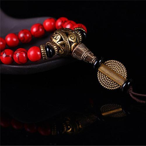 Tibetan Mala Beads with Red Jasper Stone Meditation Necklace