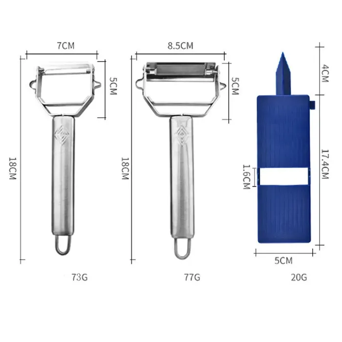 Titan Kitchen Peeler, 3-piece Stainless Steel Peeler Plastic Scraper Set