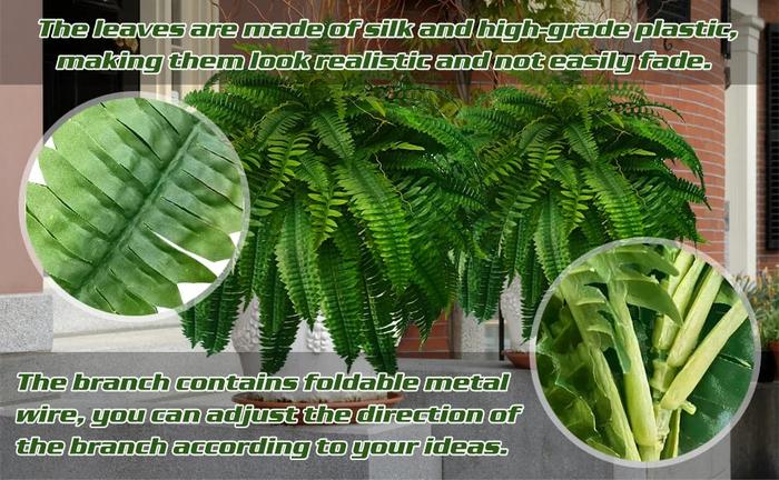 Uv Resistant Lifelike Artificial Boston Fern For Outdoors