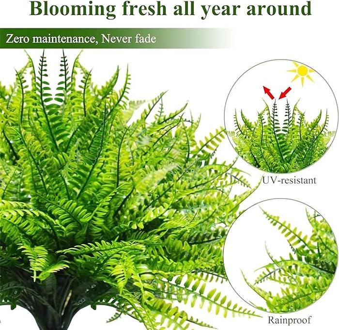 Uv Resistant Lifelike Artificial Boston Fern For Outdoors