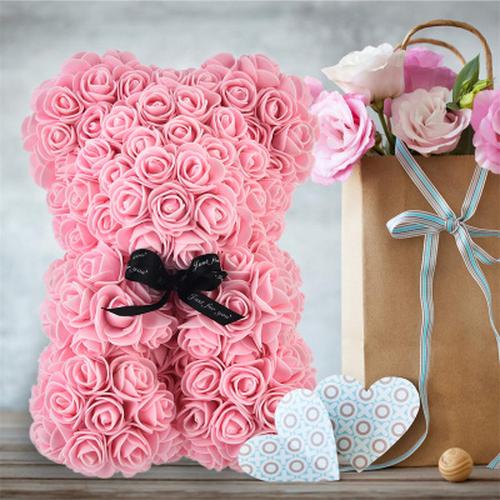 Valentine's Day Gift Rose Bear Eternal Flower PE Rose Teddy Bear 25cm