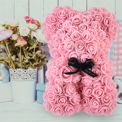 Valentine's Day Gift Rose Bear Eternal Flower PE Rose Teddy Bear 25cm