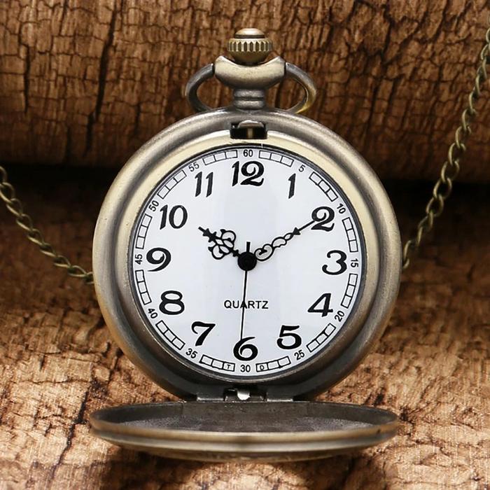 Vintage Bronze Roman Numeral Quartz Pocket Watch