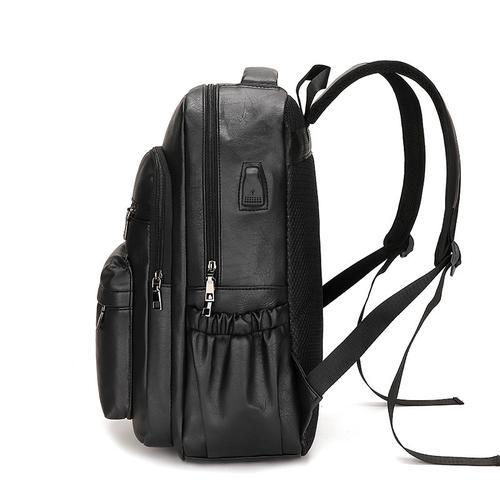 Vintage Men's Leather Laptop Backpack with USB Charging Port