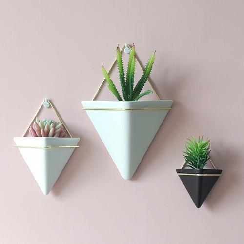 Wall Hanging Triangle Ceramic Vase for Home Decoration