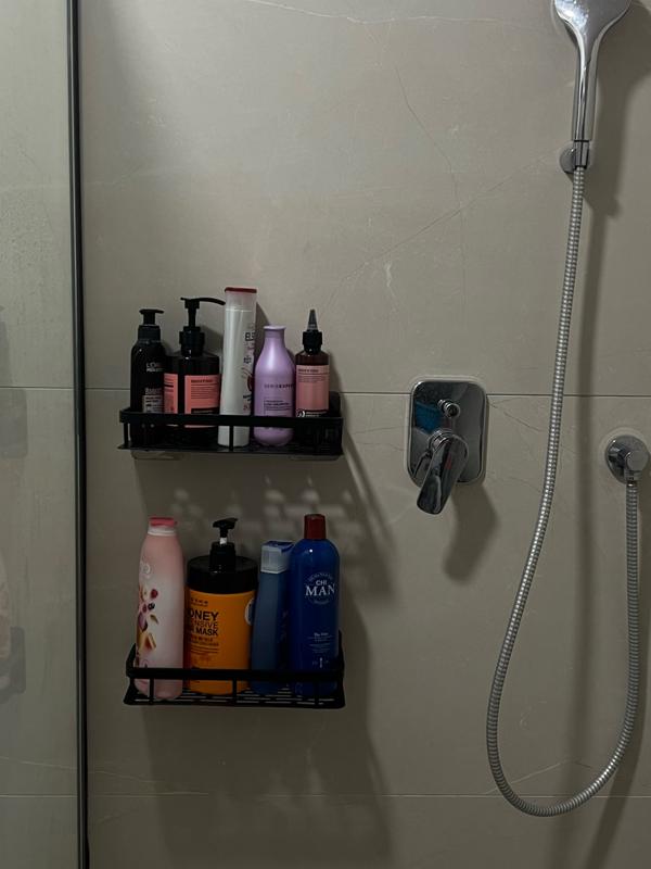 Wall Mounted Bathroom Shelves No Drill Aluminum Alloy Shampoo Rack photo review