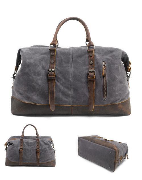 Waxed Canvas Leather Weekender Bag Waterproof Travel Duffels