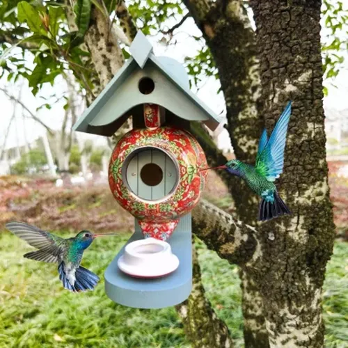 William Morris Teal Teapot Bird House And Feeder