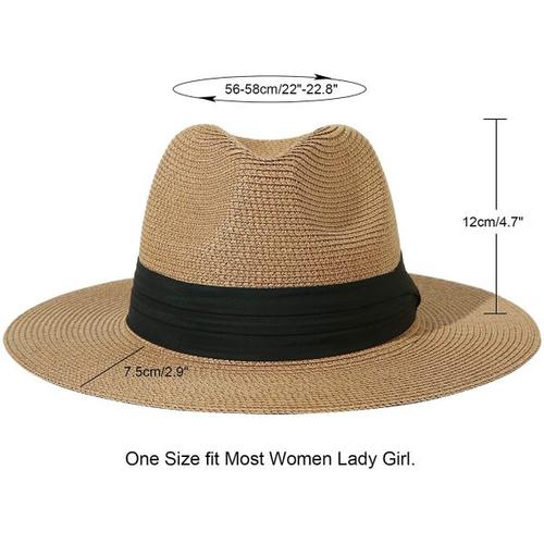 Women Wide Brim Straw Panama Roll Up Hat