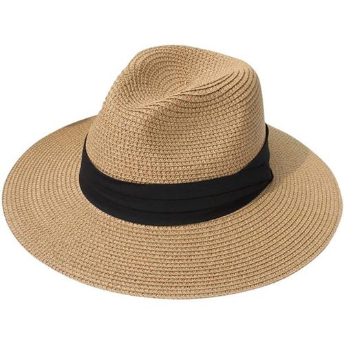 Women Wide Brim Straw Panama Roll Up Hat