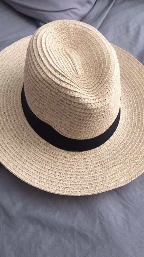 Women Wide Brim Straw Panama Roll Up Hat photo review