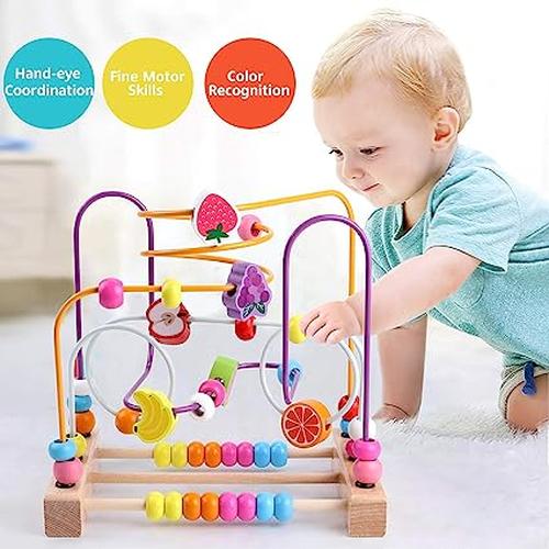 Wooden Maze Toys for Kids - Educational Toys with Beads and Abacus