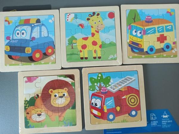 Wooden Puzzle Toys for Kids with Cartoon Animal Traffic photo review