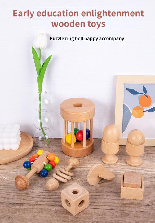 Wooden Rattles for Babies - Educational Toys with Sensory Balls